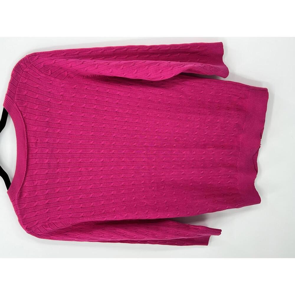 Tommy Hilfiger Pink Cable Knit Cardigan Large Pima Cotton - Picture 4 of 9